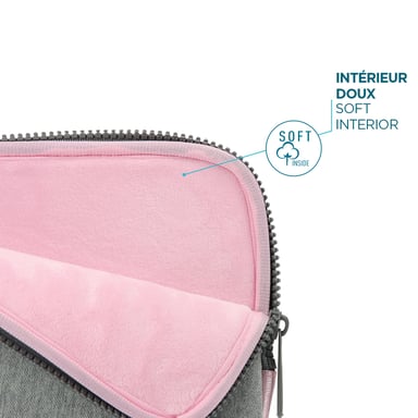 Housse à Mémoire de Forme pour Ordinateur 12.5-14'', Pochette Protection PC/Notebook Compatible MacBook Air/Pro 13.3'', Intérieur Doux, Gris/Rose