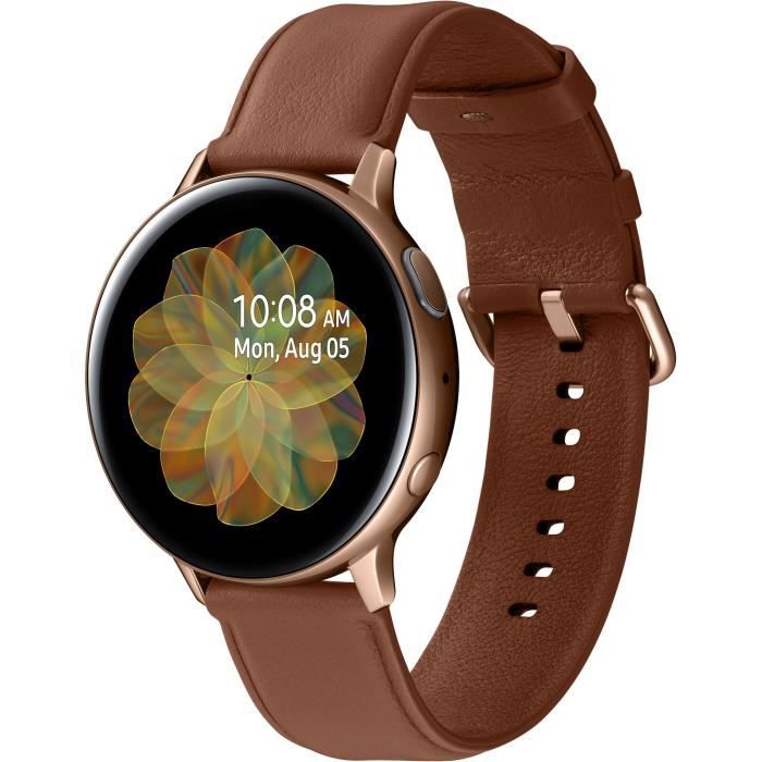 Galaxy Watch Active2 44mm Boitier en Acier Or - Bluetooth - Bracelet Marron