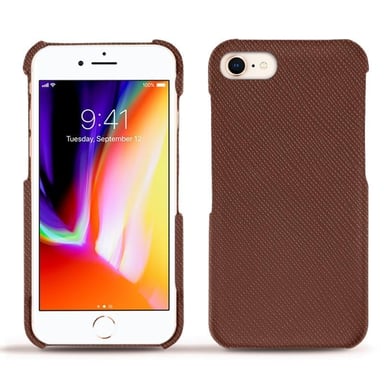 Coque cuir Apple iPhone 8 -  - Marron - Cuir saffiano