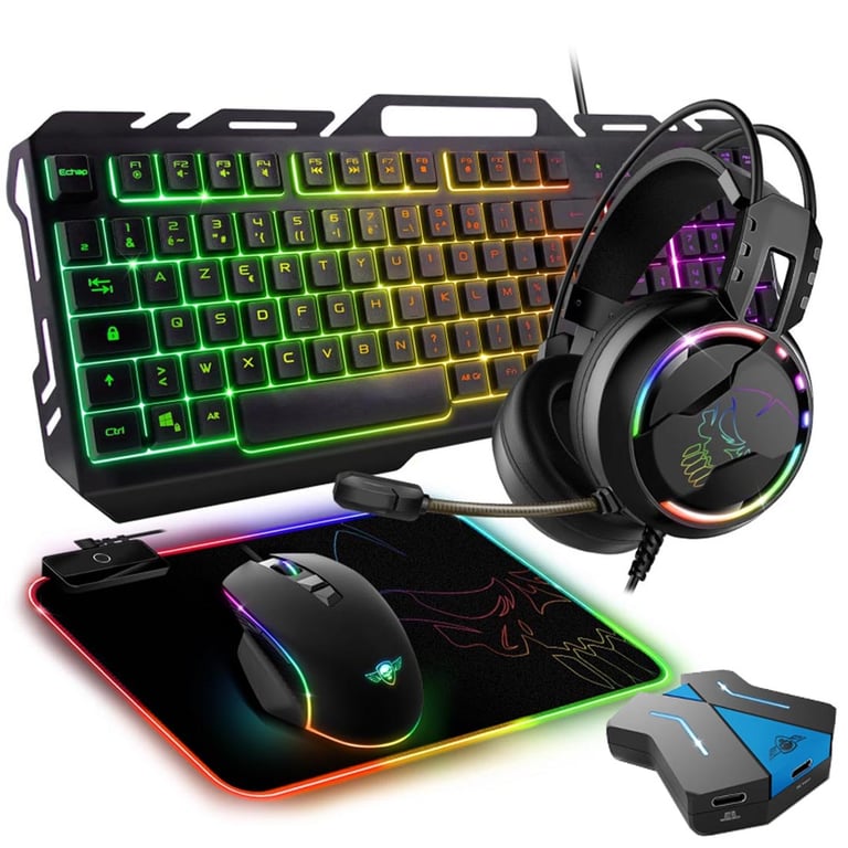Spirit Of Gamer Pack Gaming 5 en 1 Clavier Souris Casque Tapis Convertisseur Ultimate 300