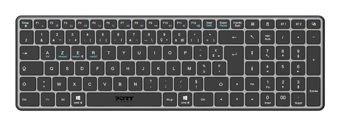 Port Designs 911002FR Tastiera wireless RF + Bluetooth AZERTY francese per casa/ufficio Nero, grigio