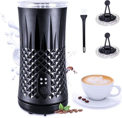 Mousseur à Lait Électrique Automatique 4 en 1 noir