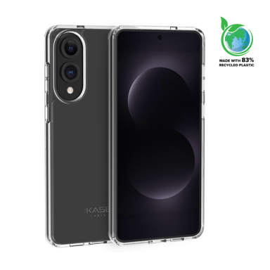 Custodia ibrida invisibile realizzata con l'83% di plastica riciclata per Samsung Galaxy S25 Edge, Trasparente