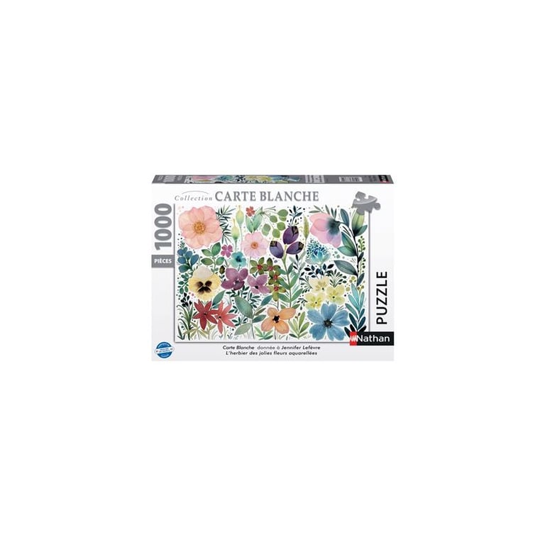Puzzle Nathan L'herbier des jolies fleurs aquarellées Jennifer Lefèvre Collection Carte Blanche 1000 pièces - Neuf