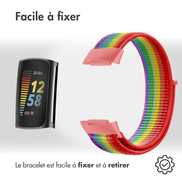 imoshion Bracelet en nylon pour le Fitbit Charge 5 Taille Rainbow Neuf - vue 5