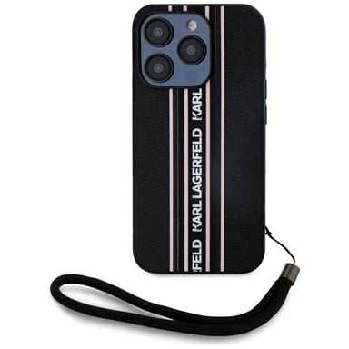 Custodia Karl Lagerfeld Saffiano Athleisure Stripes Cord per iPhone 15 Pro Max nero