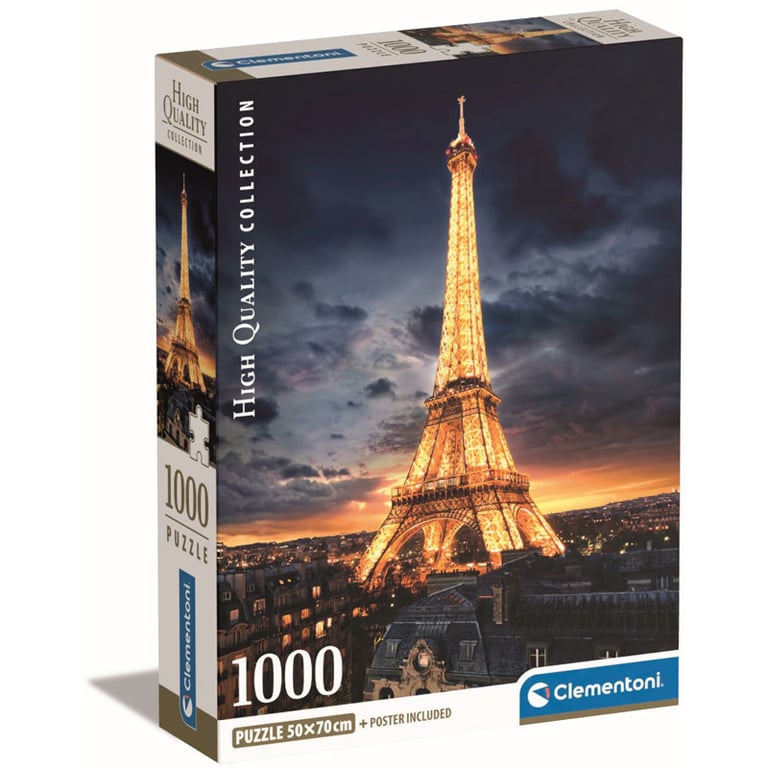 Puzzle 1000 pièces + poster : Tour Eiffel Paris Clementoni Puzzles - vue 2