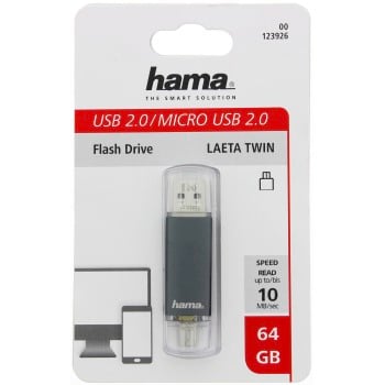 Hama Laeta Twin 64GB USB 2.0 Unità flash USB 64GB USB Type-A / Micro-USB Grigio