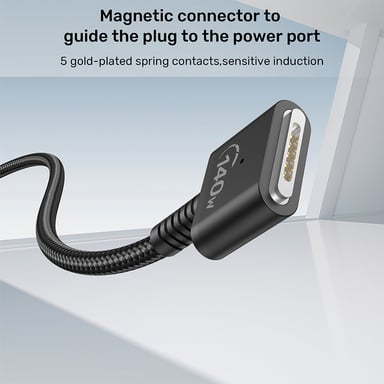 UNITEK C14121BK-2M cable eléctrico Negro MagSafe 3 USB C