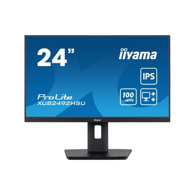Ecran IIYAMA 24'' IPS 16:9 4ms 1920x1080 ULTRA MINCE HPs VGA HDMI DisplayPort USB-HUB 15cm pied réglable hauteur Pivot /XUB2492HSU-B6