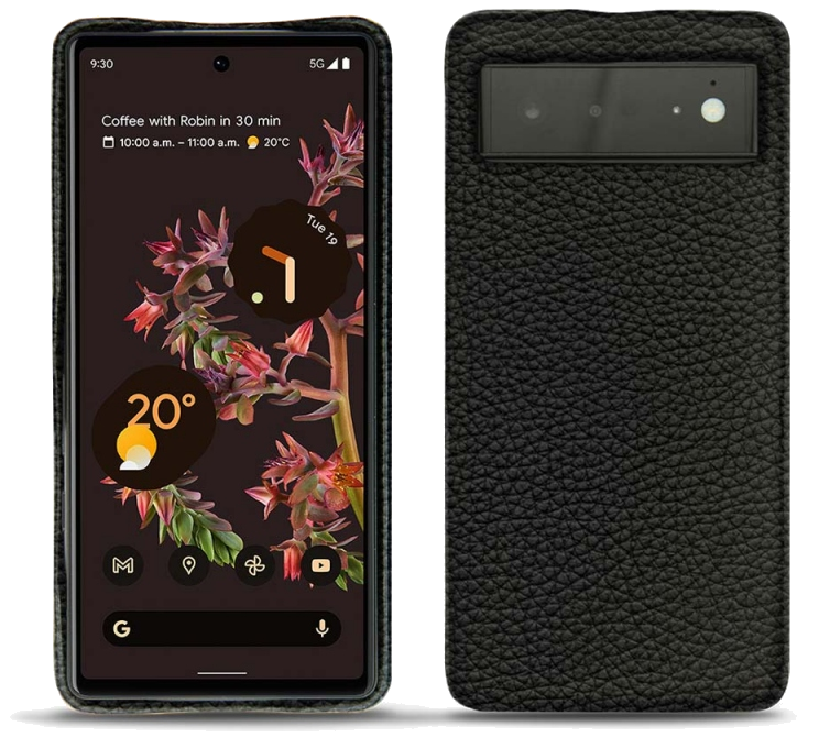 Coque cuir Google Pixel 6 - Coque arrièreNoir