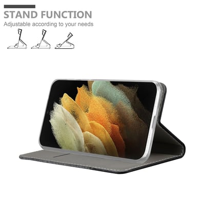 Coque pour Samsung Galaxy S22 ULTRA en GRIS NOIR Housse de protection Étui avec fermeture magnétique, fonction de support et compartiment pour carte