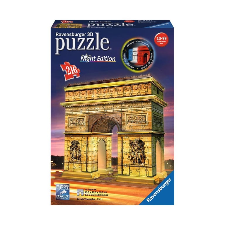 Puzzle 3D 216 pièces : Arc de Triomphe Illuminé Ravensburger France - vue 7