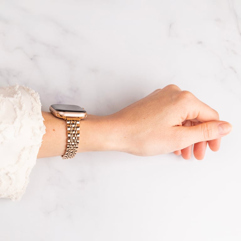Selencia Bracelet en acier slim style Jubilee pour Apple Watch | 38/40/41/42 mm - Rose Doré - Neuf
