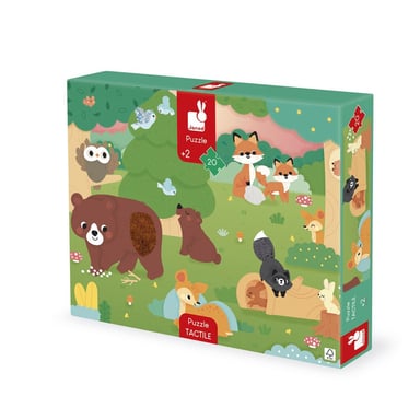 Puzzle tactile Janod Forêt 20 pièces avec 7 zones texturées Multicolore - Neuf