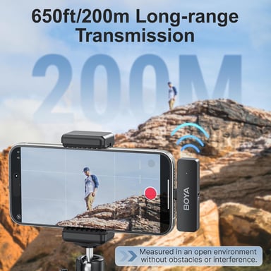 Boya BY-V4D – Micro sans fil 4 canaux, Lightning, réduction de bruit.