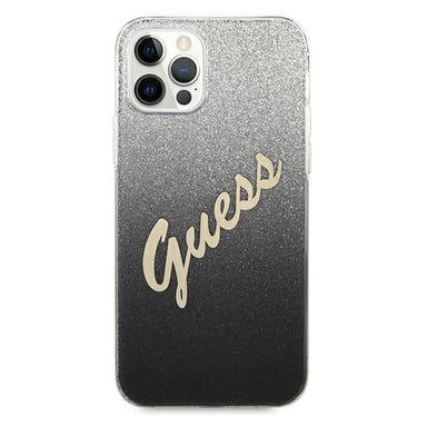 Custodia Guess per iPhone 12 Pro Max 6,7'' nero Glitter Gradient Script
