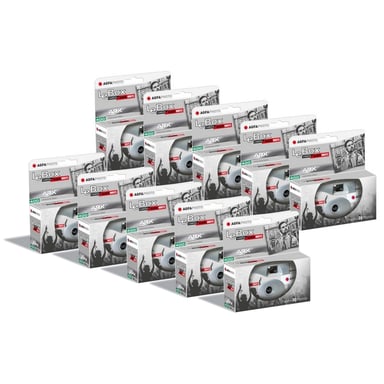 AGFA PHOTO PACK 10 x 601026 - Appareil Photo Jetable LeBox Black&White, 27 Photos, Objectif Optique 31 mm - Gris