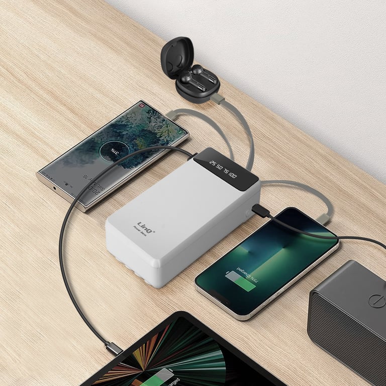 Batterie Secours 25800mAh Câble 4 en 1 Amovible et Sortie USB Compact LinQ Neuf - vue 2
