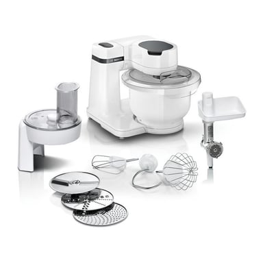 Robot pâtissier BOSCH Serie 2 - 700 W - 4 vitesses - 3,8 L - 3 disques - hachoir a viande - Blanc