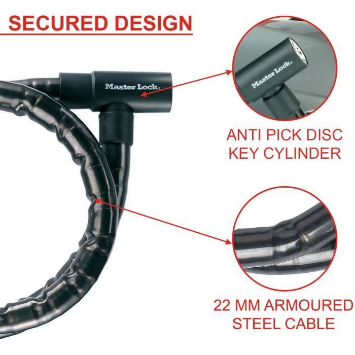 Câble antivol à clé en acier Master Lock 8115EURDPS - vue 4