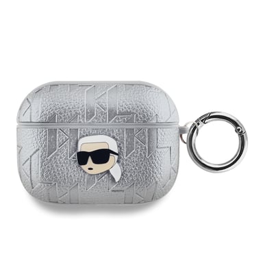 Custodia per AirPods Pro con monogramma e disegno della testa di Karl in rilievo
