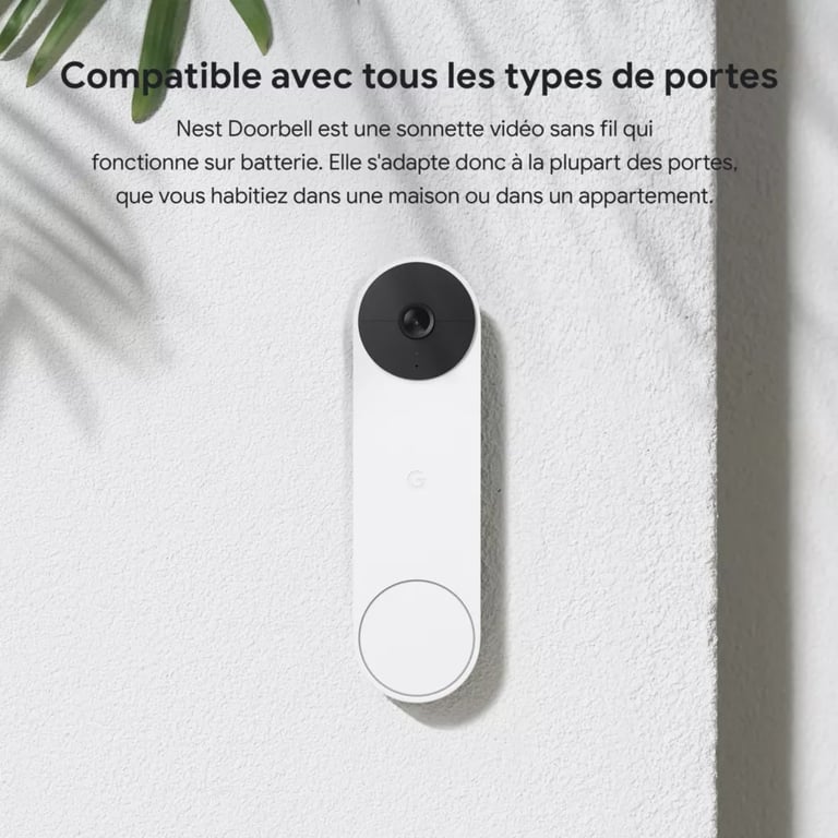 Nest Doorbell - Sonnette intelligente sans fil (Batterie), Blanc - Google