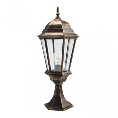 Abrila Regulus Sobremuro Exterior Clásico 1×E27 IP44, Negro / Oro, 56X23X23