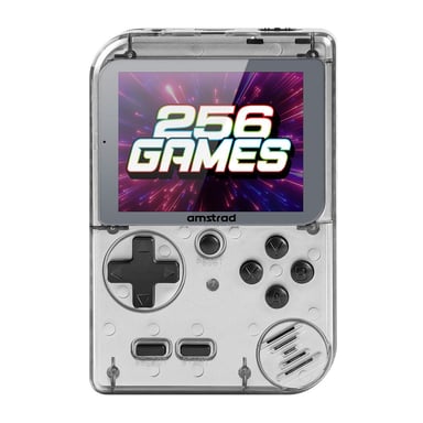Console de jeu portable AMSTRAD écran LCD intégré 256 jeux transparente et blanc