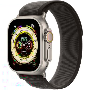 Bracelet Trail Loop pour l'Apple Watch Series 1-9 / SE / Ultra (2) - 42/44/45/49 mm - Taille S/M - Noir / Gris