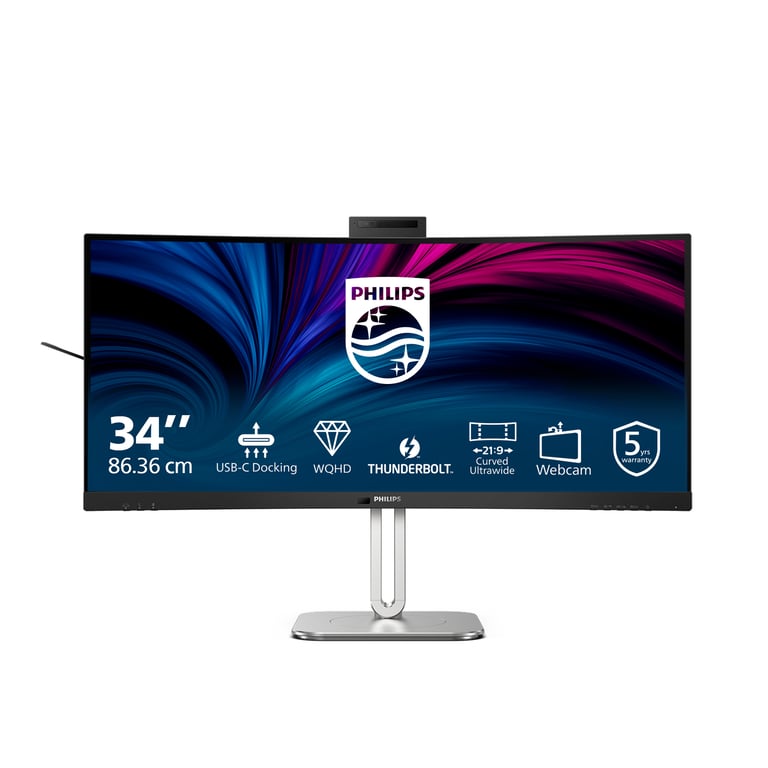 Philips 34B2U6603CH Moniteur incurvé WQHD 34 Pouces réglable en Hauteur Haut parleurs Webcam 5 MP Suppression du Bruit HDR400 3440x1440 HDMI DisplayPort USB C Hub USB - vue 8