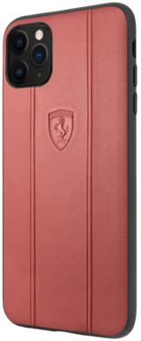 Custodia Ferrari Off Track in vera pelle per Apple iPhone 11 Pro Max, rosso