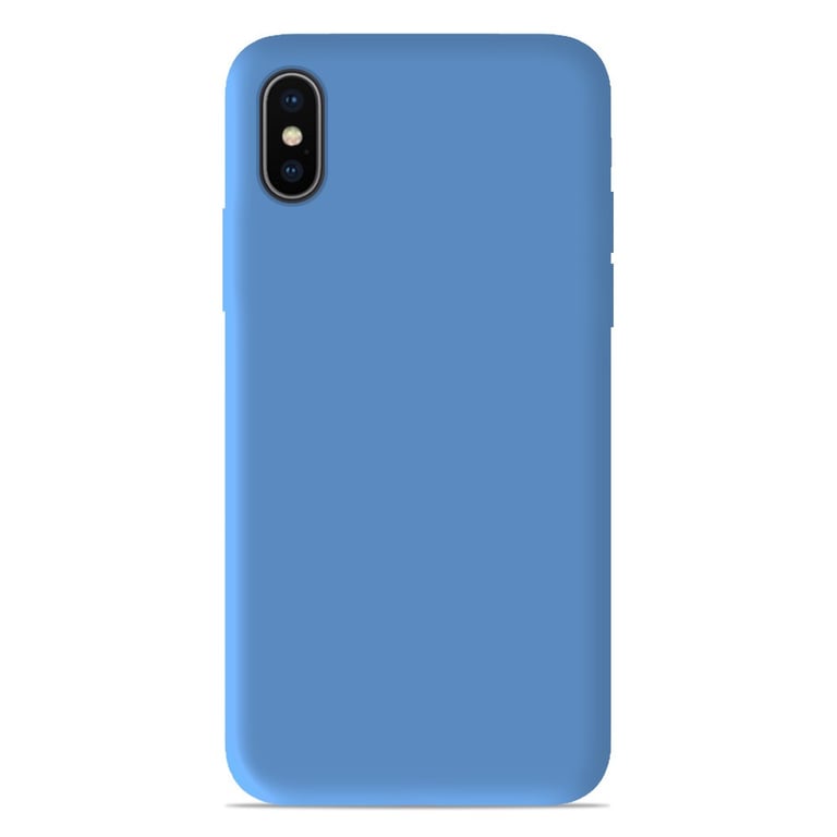 Coque silicone unie compatible Mat Bleu Apple iPhone X iPhone XS