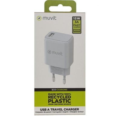 Muvit For Change Caricatore di rete 1 Usb 2.4A 12W Bianco