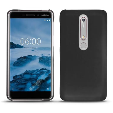 Coque cuir Nokia 6 (2018) - Coque arrière - Noir - Cuir lisse