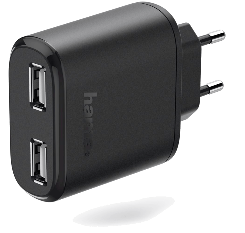 Adaptateur de charge USB double pour tablettes, 5 V/4,8 A - Noir