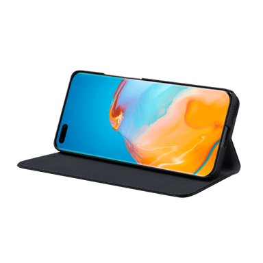 Custodia folio a conchiglia con slot per schede e supporto per Huawei P40 Pro+, nero