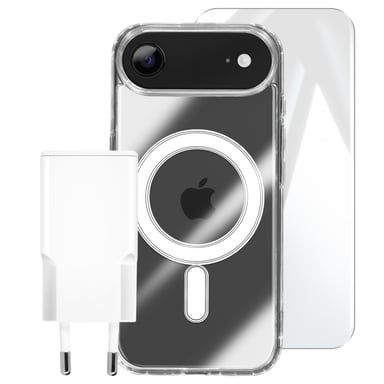 Coque pour iPhone Air Pack Starter Premium 3-en-1 avec Chargeur USB-C 20W Transparent