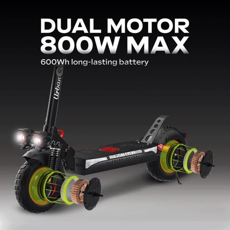 Trottinette Électrique Urbanglide E-CROSS DUO – 800 W, Autonomie 60 km, Pneus 10 pouces - vue 4