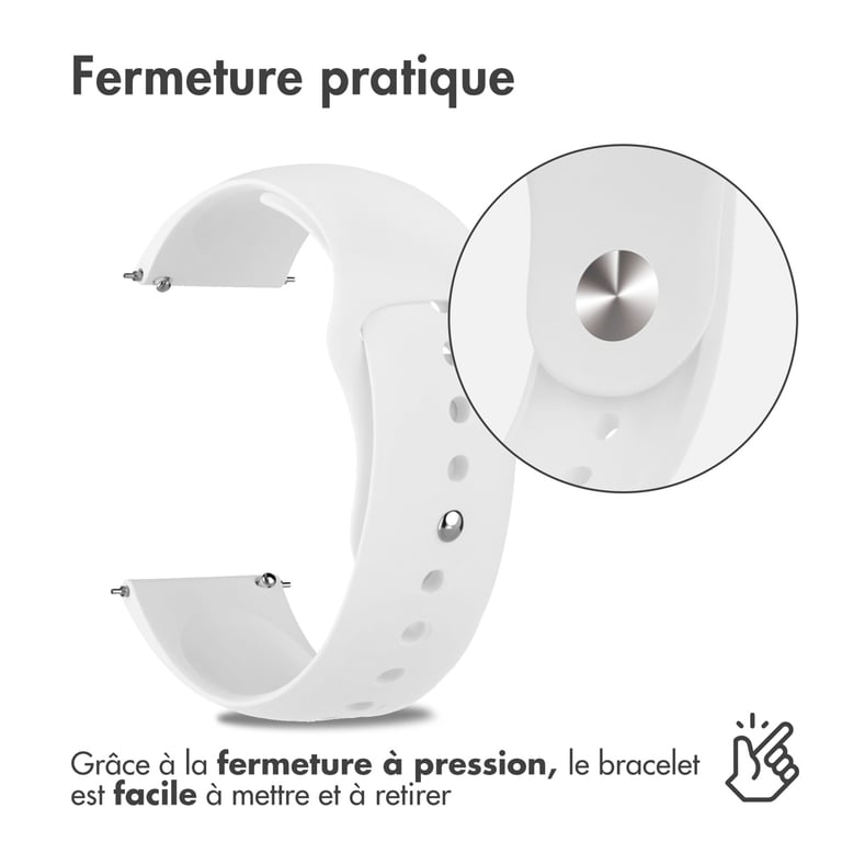 imoshion Bracelet sport en silicone - Connexion universelle 22 mm - Blanc - Neuf