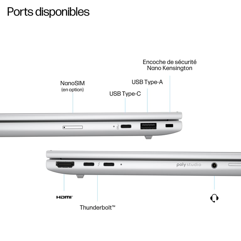 HP EliteBook 8 G1i Notebook AI Conception de charnière à 174 degrés Intel Core Ultra 5 / jusqu'à 4.8 GHz Win 11 Pro Intel Graphics RAM SSD NVMe 14 IPS HP... - vue 5
