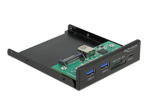 Pannello frontale DeLOCK 3.5? USB 5 Gbps, 1 USB Tipo-C + 2 USB Tipo-A + slot SD e Micro SD