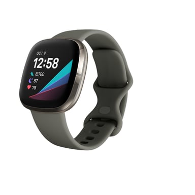 Fitbit Versa Sense Sage Grey Silver AMOLED Digital Pantalla táctil Gris Wifi GPS (satélite)