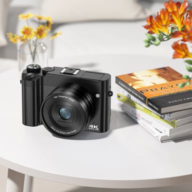 Caméra numérique 4K avec deux objectifs, carte mémoire de 32 Go (DC218)