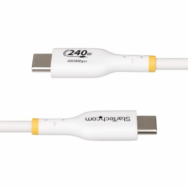 StarTech.com Cable de Carga para Portátil USB-C de 4m - Cable USB Tipo C USB 2.0 para Portátil - Blanco - Cable con Certificación USB-IF - PD 240W EPR