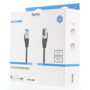 Hama | Cable de red RJ45, 10 metros, transferencia de hasta 10 Gbit / s, color negro.