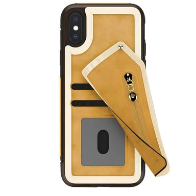 Custodia a portafoglio per iPhone X con tasca con cerniera e protezione per lo schermo