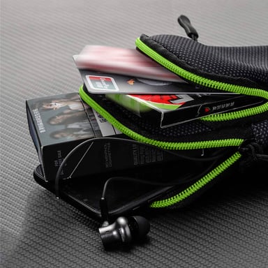 Brassard Sport avec 2 Pochette Zippées Néoprène Anti-transpirant Noir Swissten