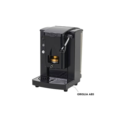 Faber Piccola Slot Basic - Machine à café avec presse à dosettes en laiton - Cadre en métal noir et façade en polycarbonate noir