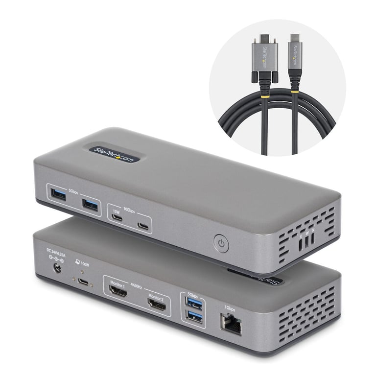 USB C Dock 2x HDMI 4K60 1GbE PD Neuf
